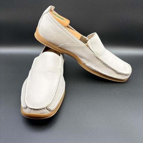 Stacy Adams Men’s White Leather Slide On Loafer,  Size 10 - Picture 1 of 8